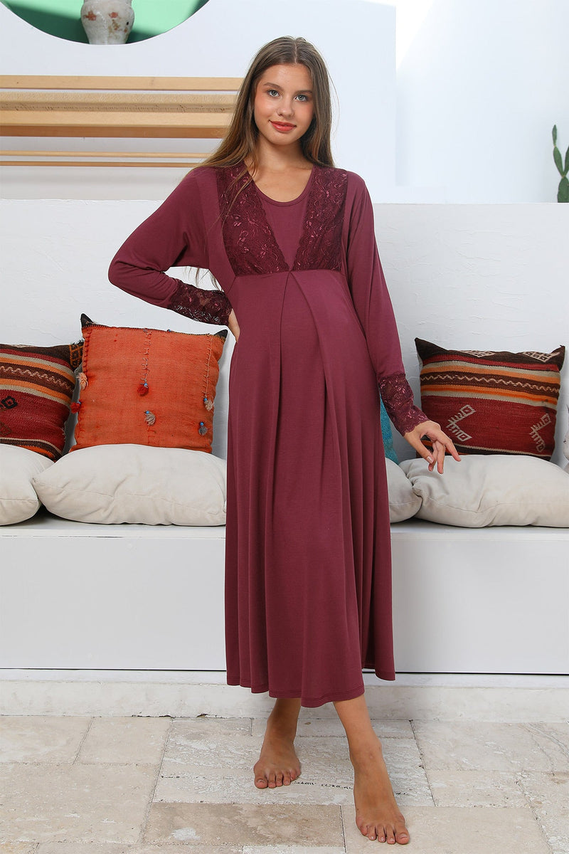 Shopymommy 55102 Silence Lace Embroidered Maternity & Nursing