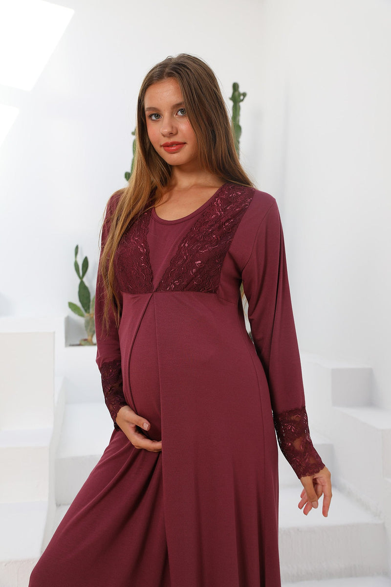 Shopymommy 55102 Silence Lace Embroidered Maternity & Nursing