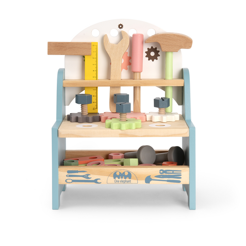 Mini Wooden Play Tool Workbench Set for Kids Toddlers