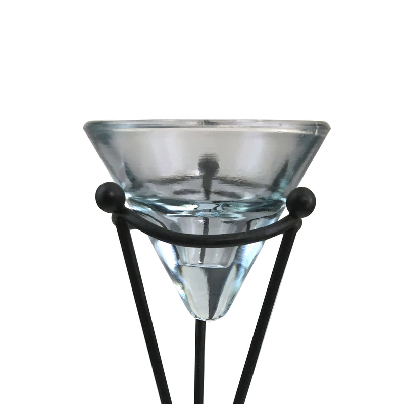Glass Candleholder on Metal Pedestal