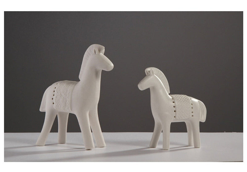 Ceramic Horse Statue Animal Figurine Modern Animal Sculpture Home