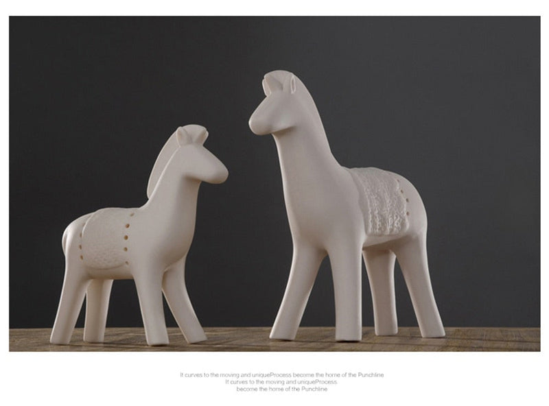 Ceramic Horse Statue Animal Figurine Modern Animal Sculpture Home