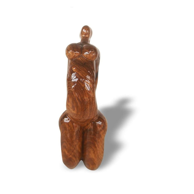 Stretching Woman Hand Carved in Rose Wood as an African Centerpiece