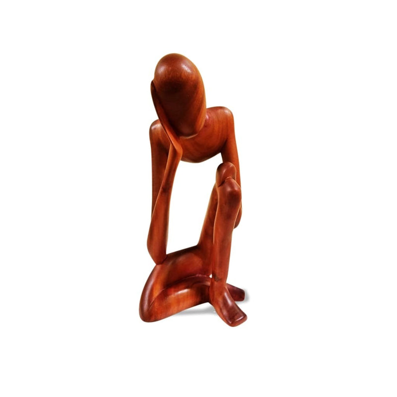 Thoughtful Man West African Hand Carved Teak Wood Stylized Vintage