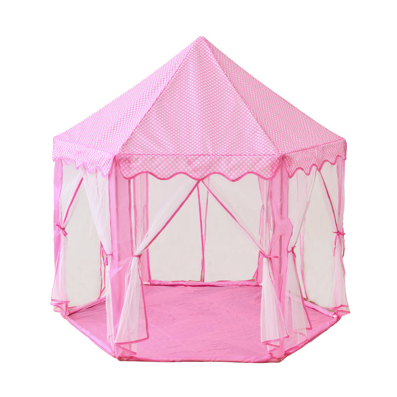 Outdoor Indoor Portable Folding Princess Castle Tent Kids Children Funny Play Fairy House Kids Play Tent(LED Star Lights)