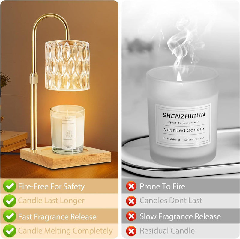 Candle Warmer Lamp, Glass Electric Wax Melter Lamp with Timer & Dimmer