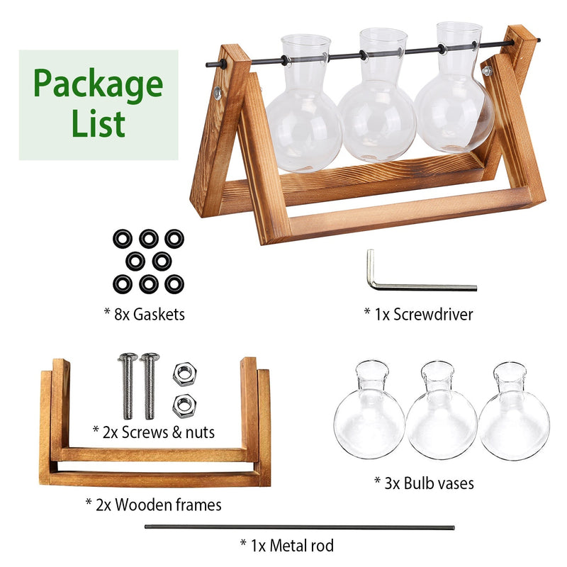 mothers day gifts-Desktop Glass Planter Bulb Plant Terrarium with Wooden Stand