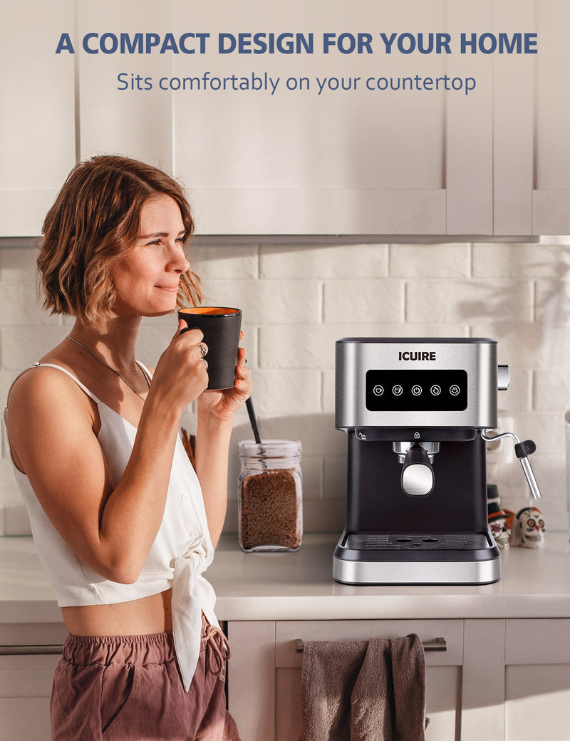 Espresso Machine with Milk Frother, 20 Bar Pump Pressure Coffee Machine, 1.5L/50oz Removable Water Tank, 1050W Semi-Automatic Espresso/Latte/Cappuccino Machines for Home Barista, Office