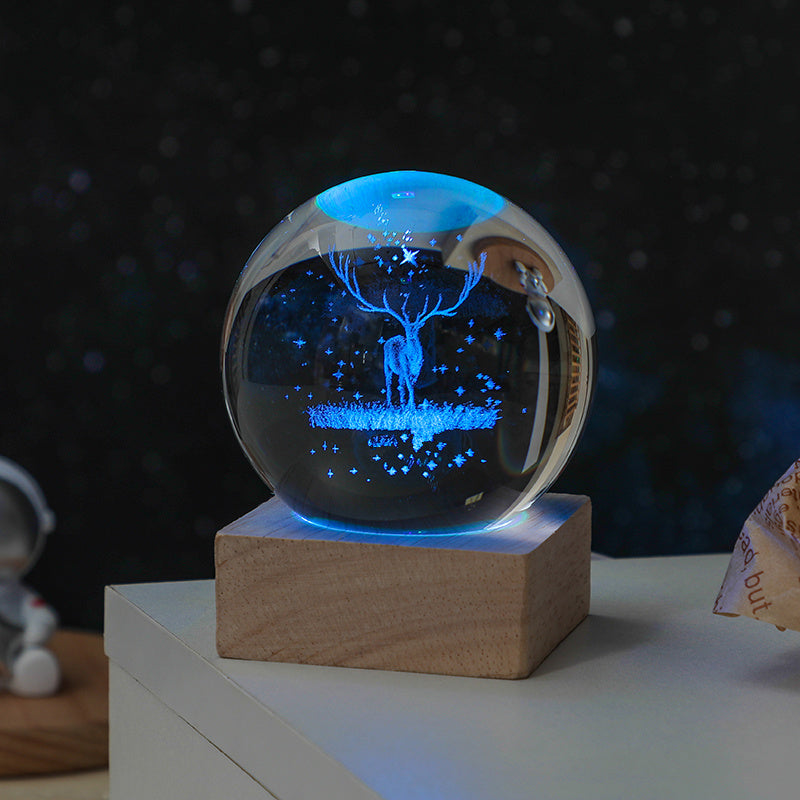 Cosmos Series Crystal Ball Night Lights; Milky Way; Moon; Desktop Bedroom Small Ornaments; Creative Valentine's Day Gifts Birthday Gifts